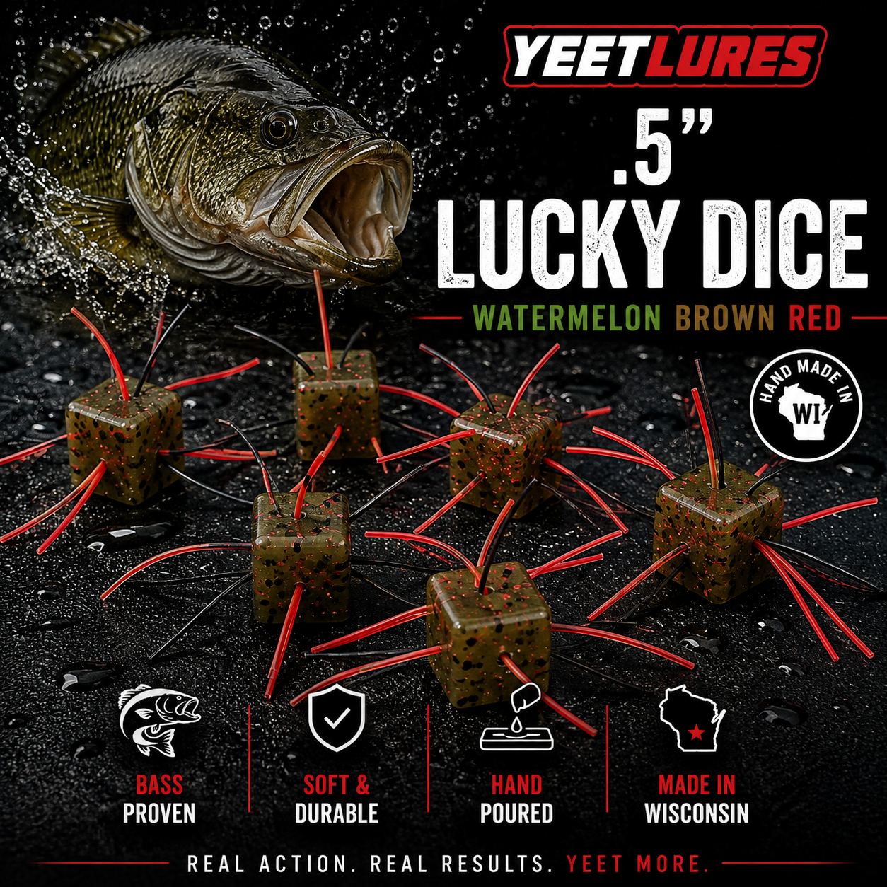 .5" Lucky Dice — Watermelon Brown Red