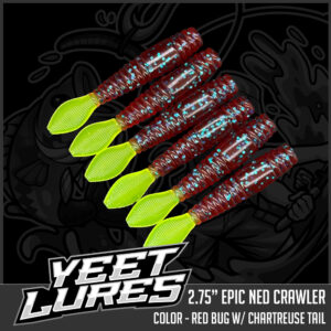 Red Bug with Chartreuse Tail Epic Ned Crawler